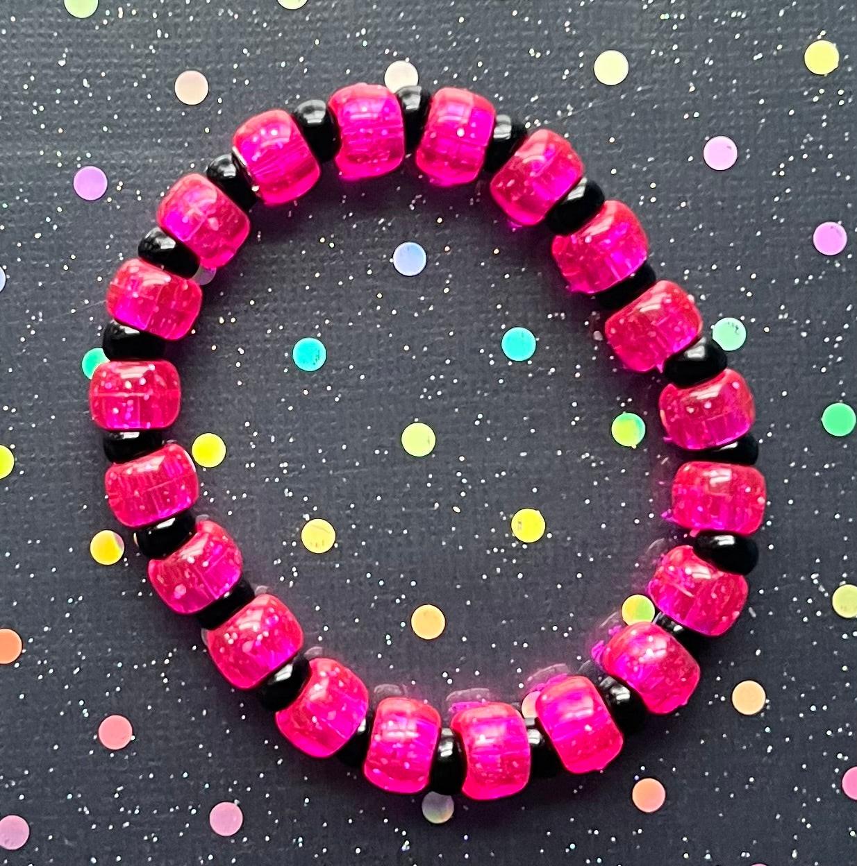 Joy Bracelet | Pink Glitter Black