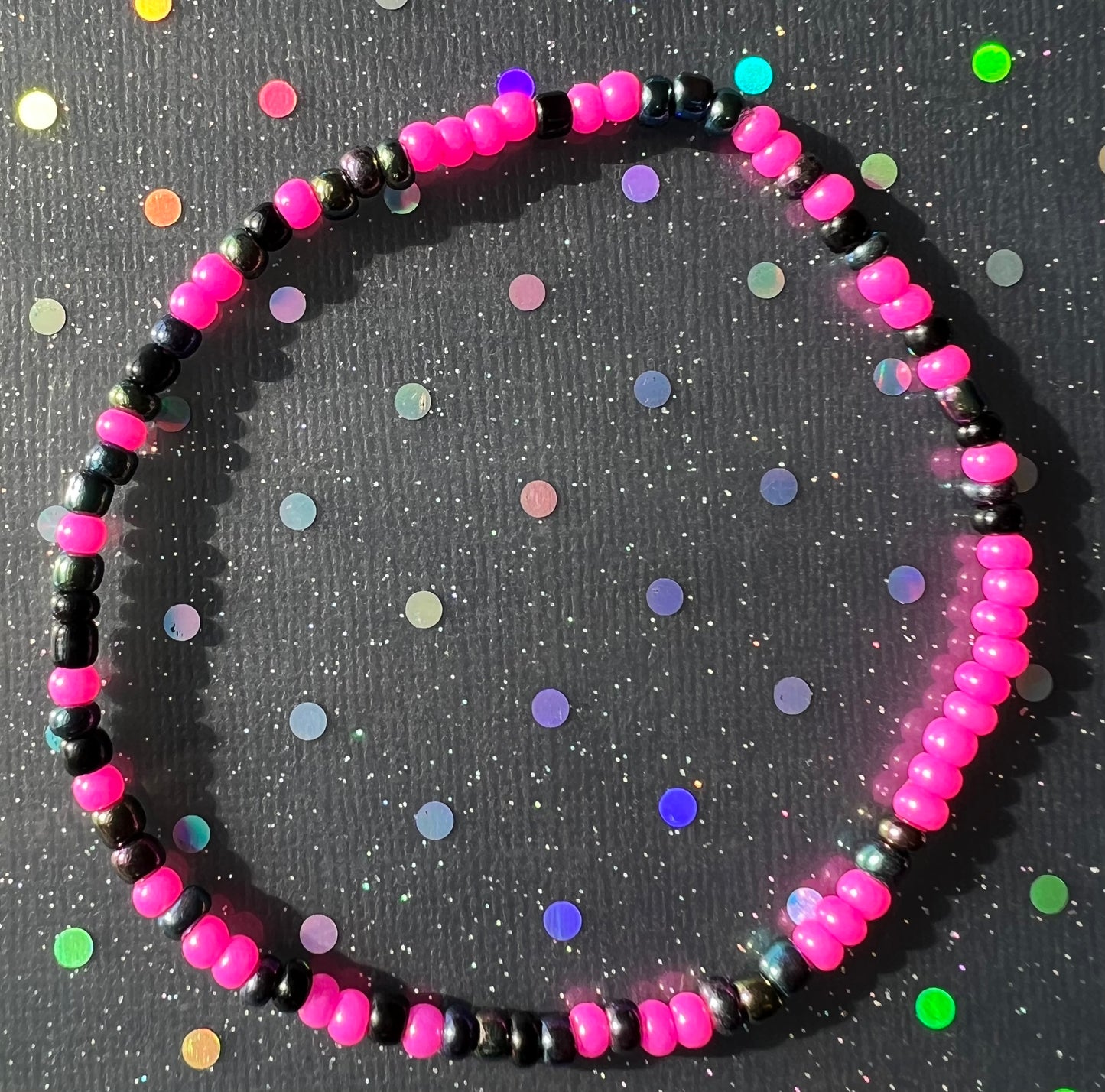 Alchemy Anklet | Hot Pink Watercolor Black