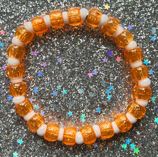 Joy Bracelet | Orange Glitter White