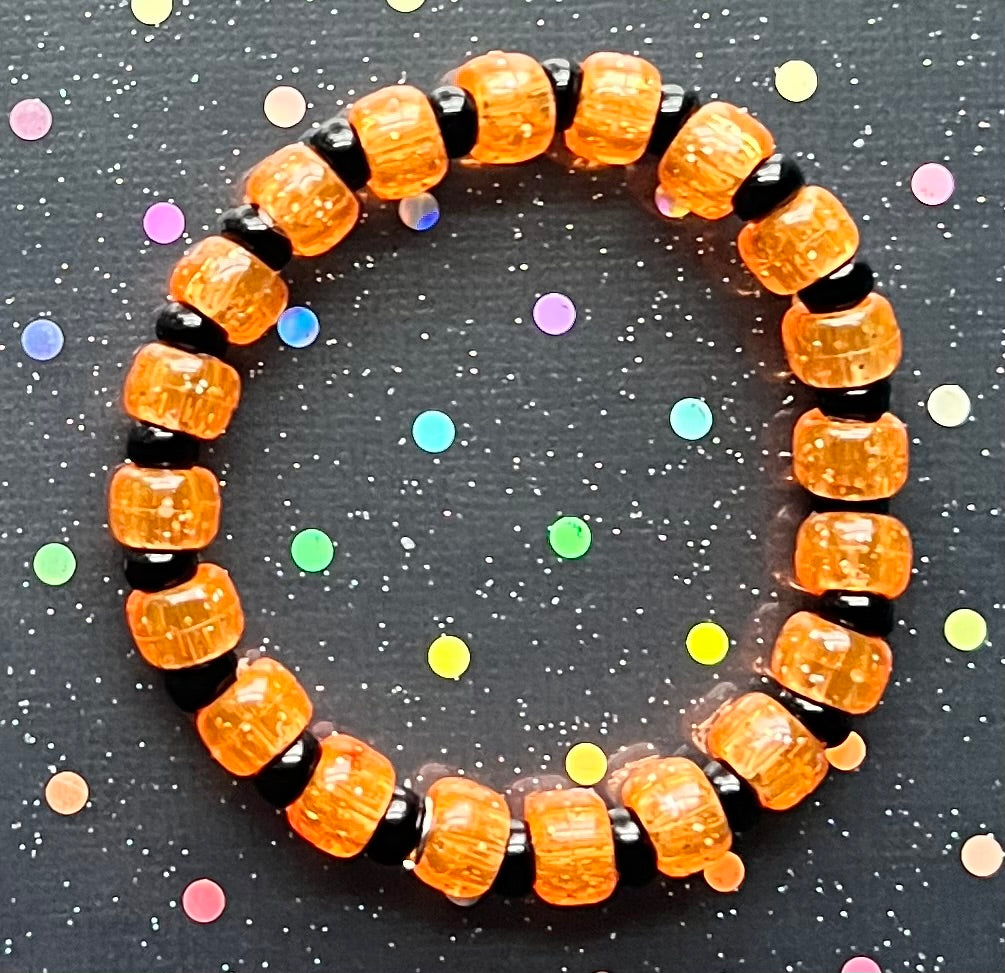 Joy Bracelet | Orange Glitter Black