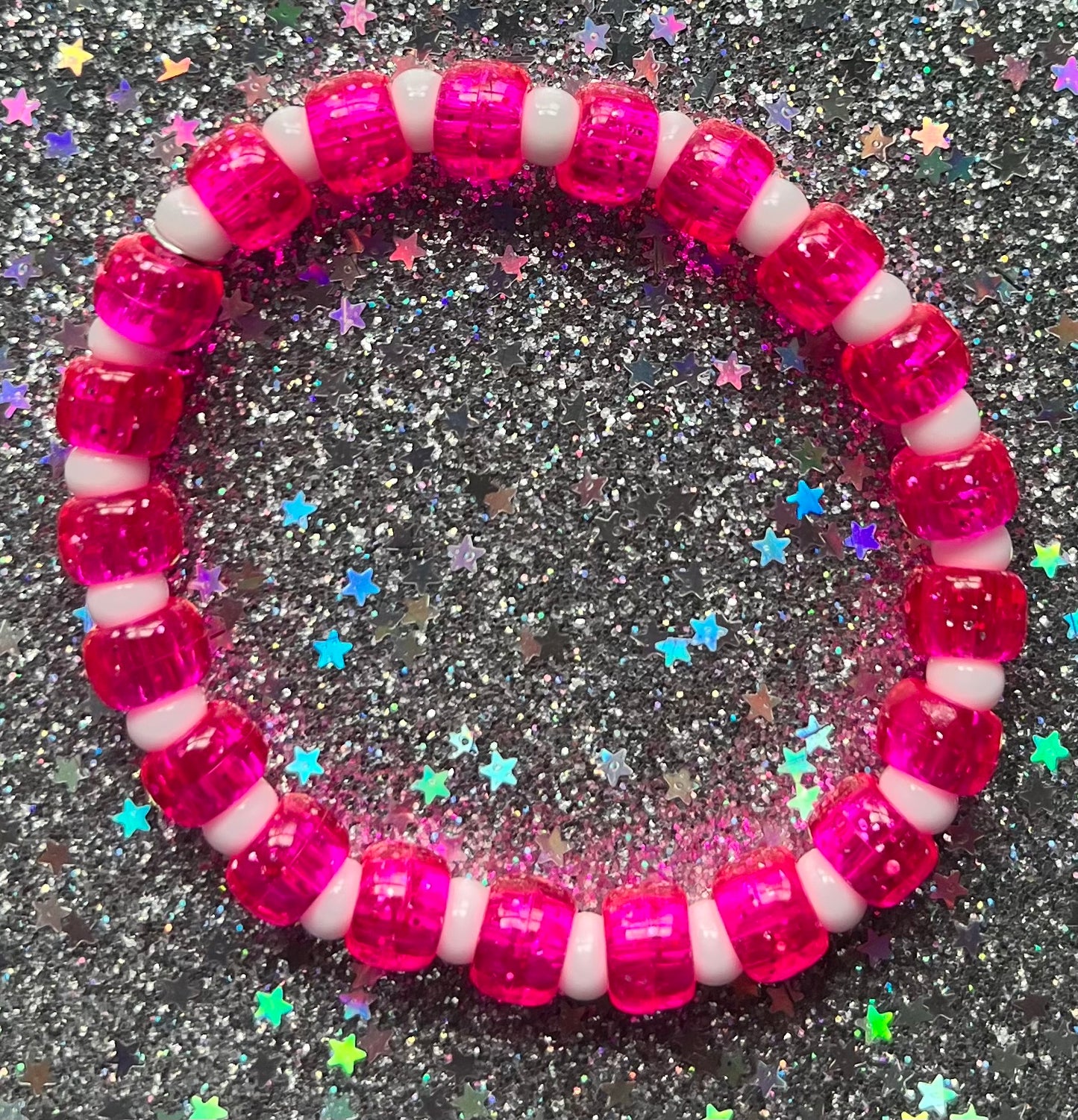 Joy Bracelet | Pink Glitter White