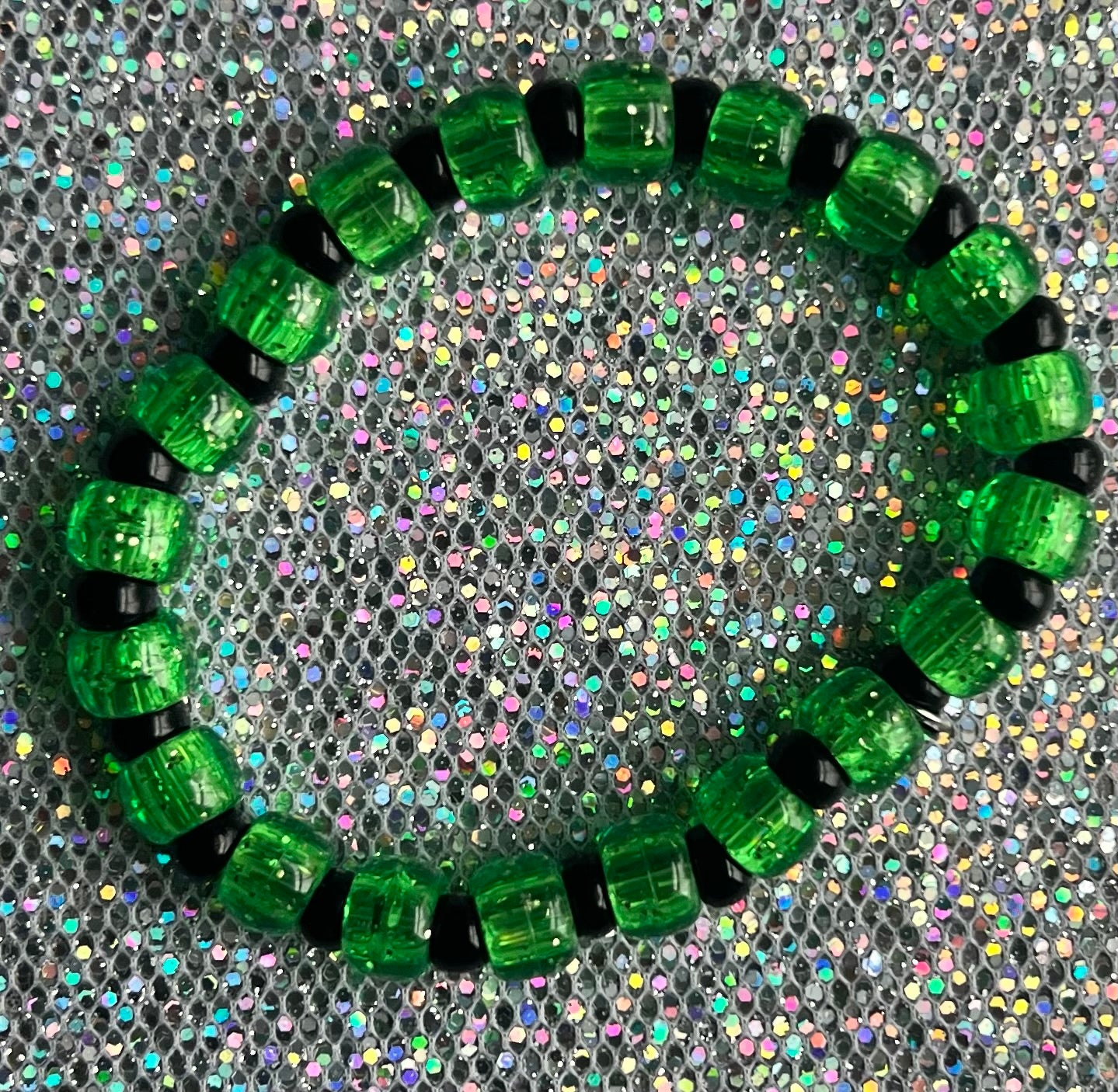Joy Bracelet | Green Glitter Black
