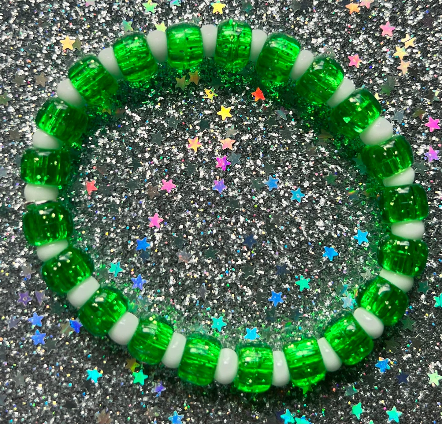 Joy Bracelet | Green Glitter White