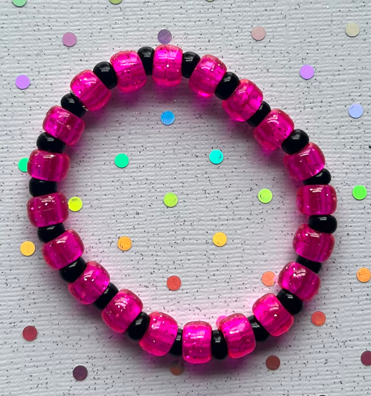 Joy Bracelet | Pink Glitter Black