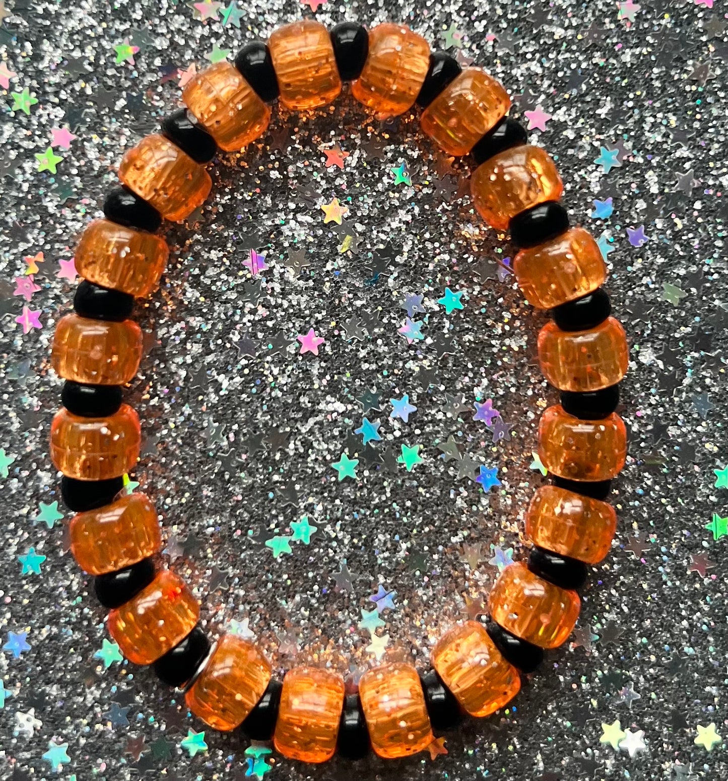 Joy Bracelet | Orange Glitter Black