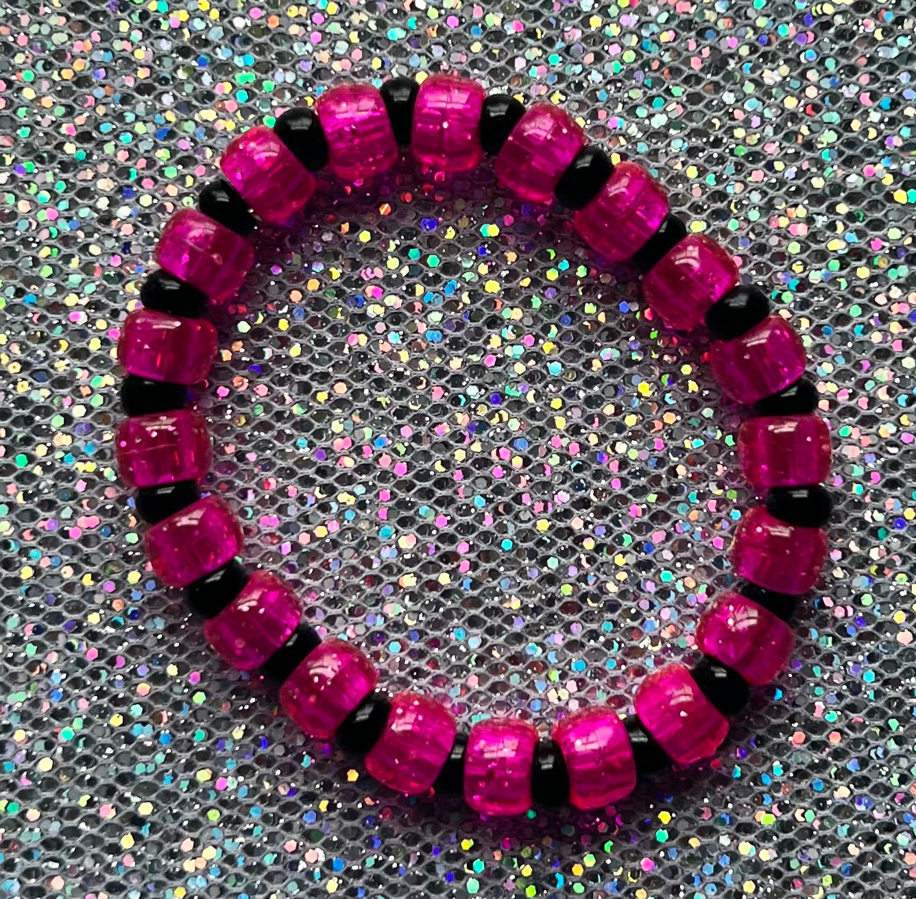 Joy Bracelet | Pink Glitter Black