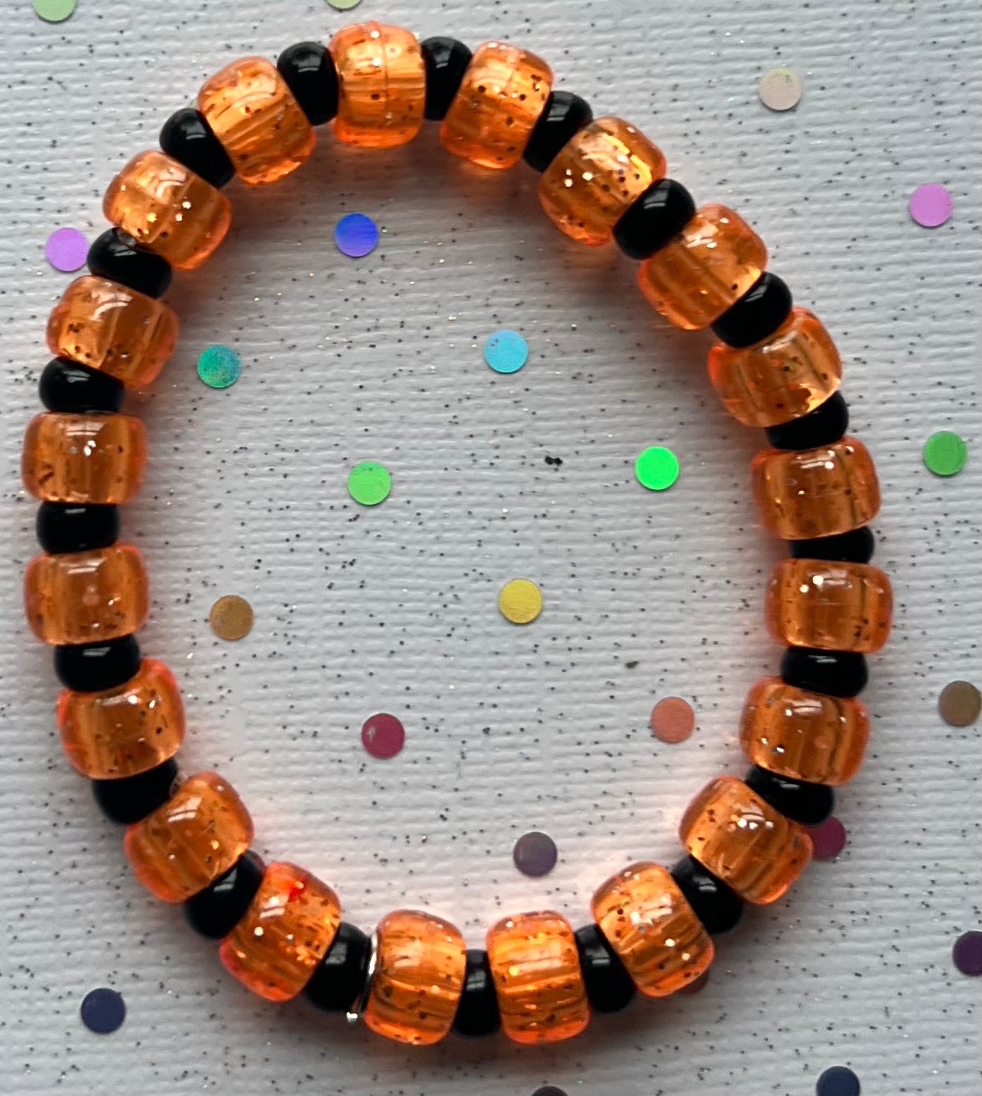 Joy Bracelet | Orange Glitter Black